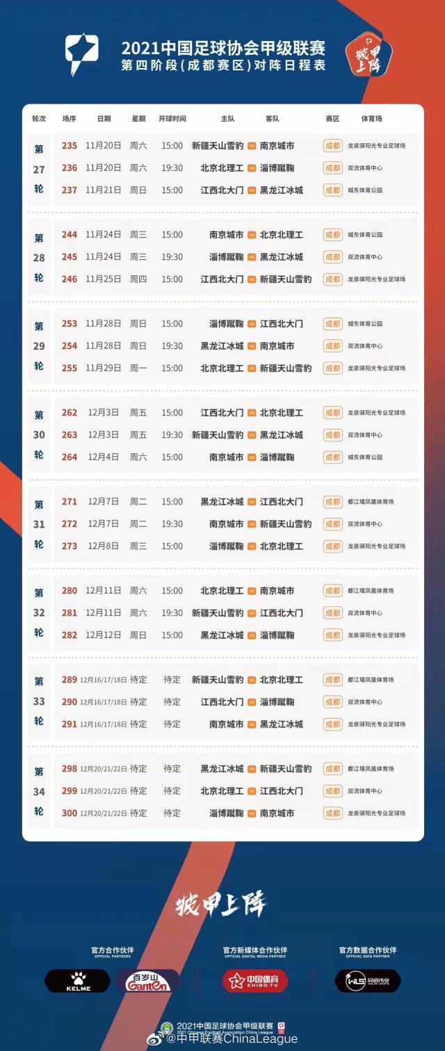 九游体育官方网站-中甲第四阶段赛程公布 成都赛区率先开战武汉延期